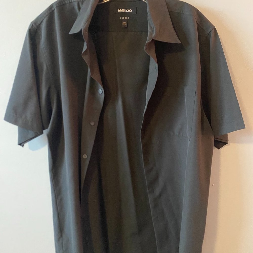 Grey Sueded Murano Men's Button Down - Large (L)